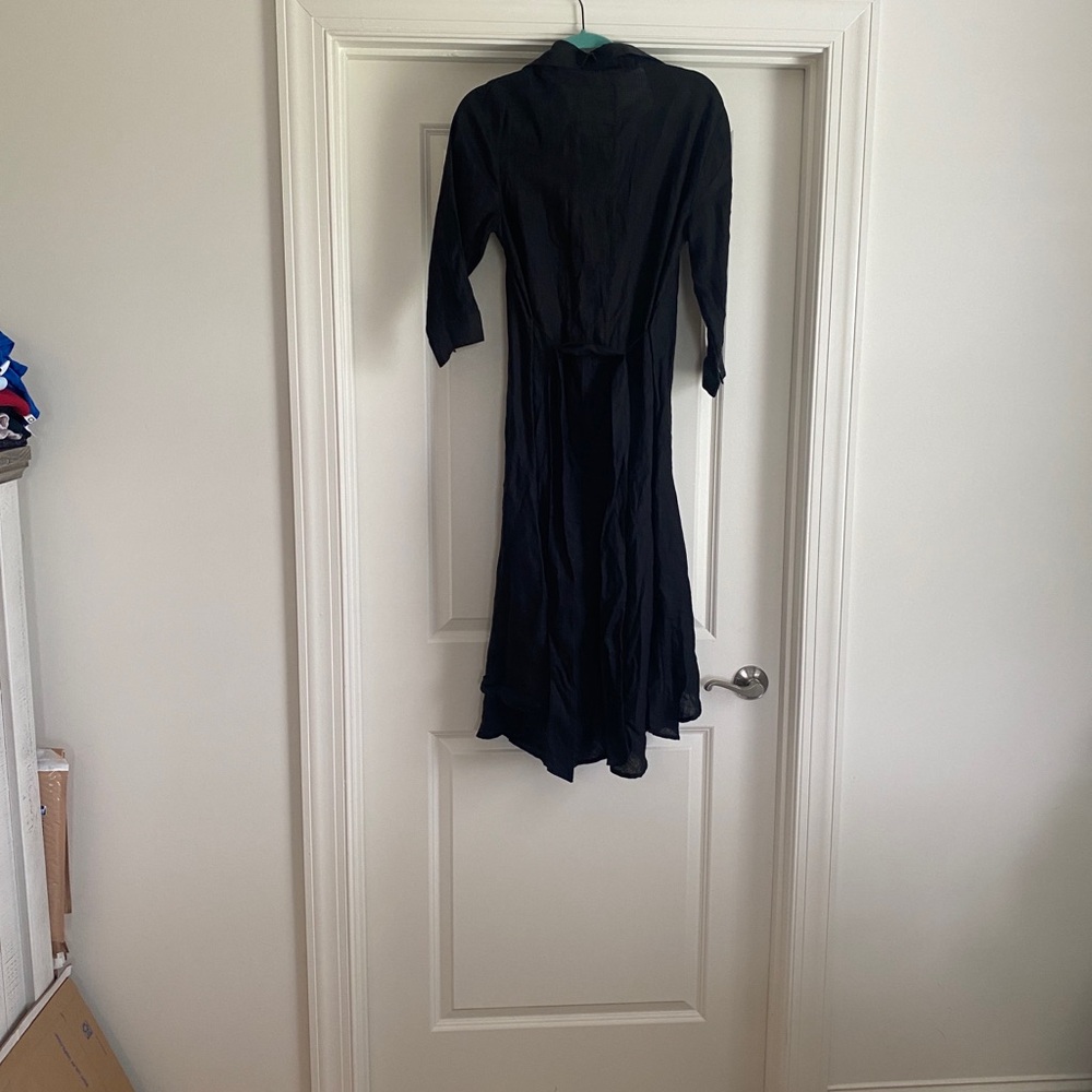 NWT Chico's Hi Low midi dress Black Long-Sleeve Button-Front Shirt Dress - Picture 10 of 11